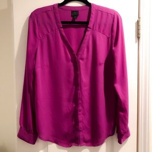 Worthington Magenta Pink Button-up Blouse